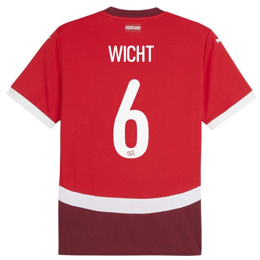 Niño Fútbol Camiseta Suiza Nathan Wicht #6 Rojo 1ª Equipación 24-26 México