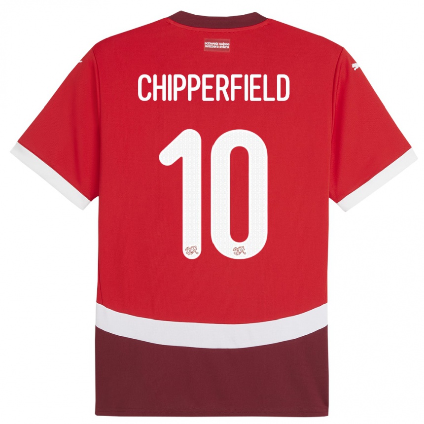 Niño Fútbol Camiseta Suiza Liam Chipperfield #10 Rojo 1ª Equipación 24-26 México