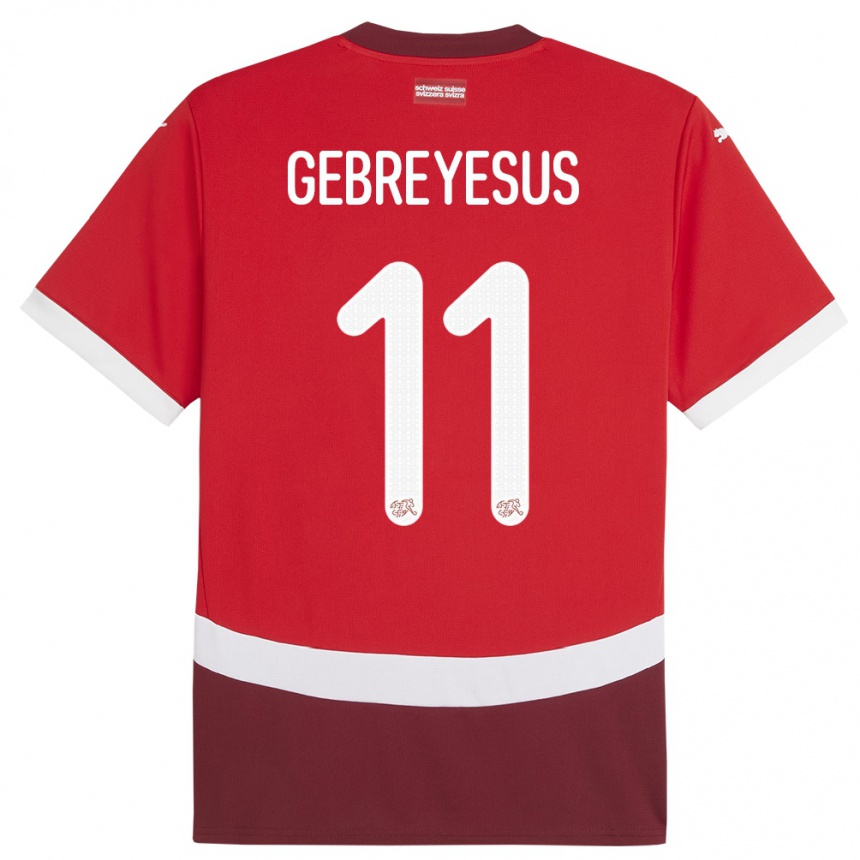 Niño Fútbol Camiseta Suiza Esey Gebreyesus #11 Rojo 1ª Equipación 24-26 México