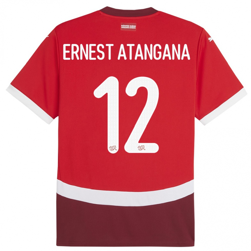 Niño Fútbol Camiseta Suiza Brian Ernest Atangana #12 Rojo 1ª Equipación 24-26 México