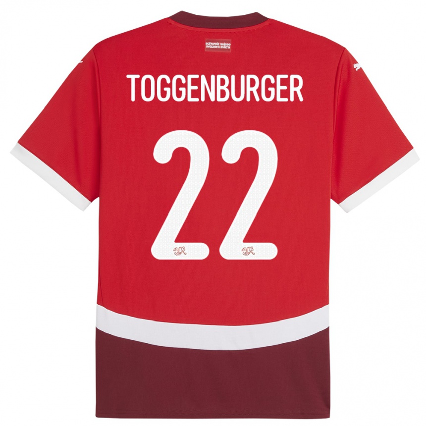 Niño Fútbol Camiseta Suiza Nando Toggenburger #22 Rojo 1ª Equipación 24-26 México