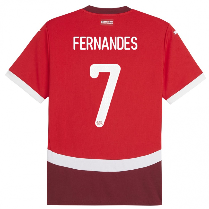 Niño Fútbol Camiseta Suiza Ruben Fernandes #7 Rojo 1ª Equipación 24-26 México