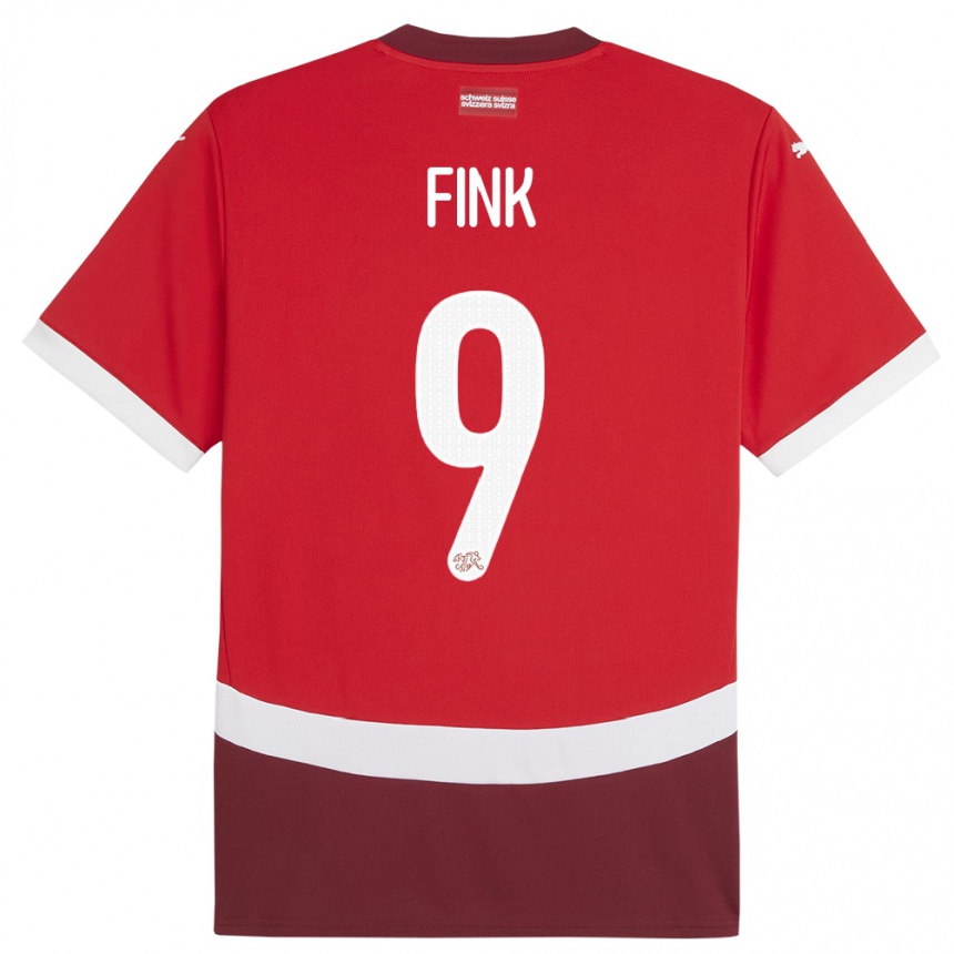 Niño Fútbol Camiseta Suiza Bradley Fink #9 Rojo 1ª Equipación 24-26 México