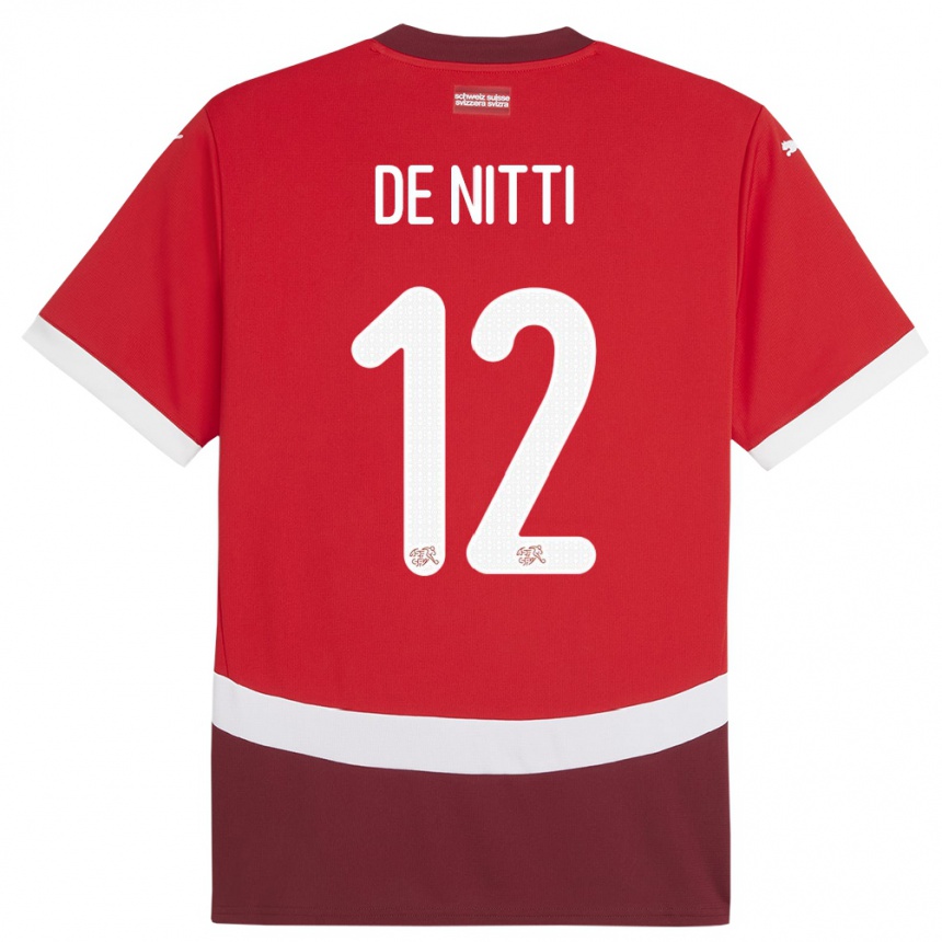 Niño Fútbol Camiseta Suiza Gianni De Nitti #12 Rojo 1ª Equipación 24-26 México