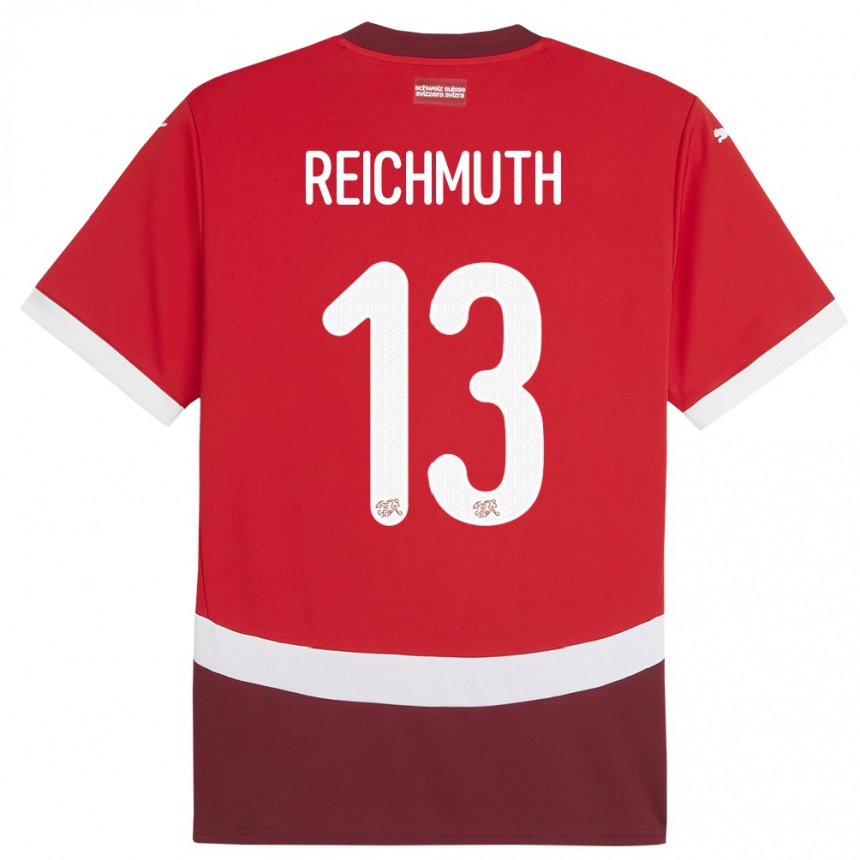 Niño Fútbol Camiseta Suiza Miguel Reichmuth #13 Rojo 1ª Equipación 24-26 México