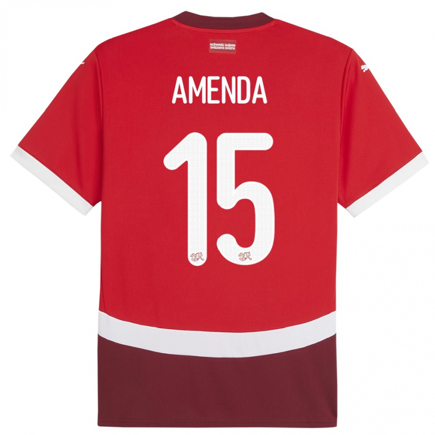 Niño Fútbol Camiseta Suiza Aurele Amenda #15 Rojo 1ª Equipación 24-26 México