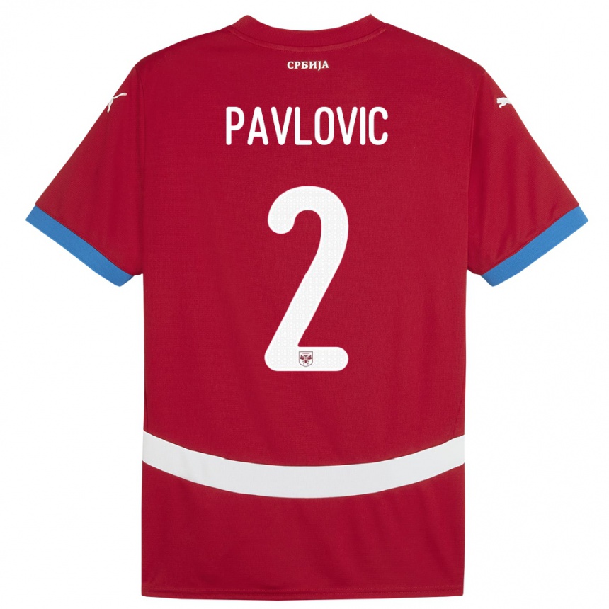 Niño Fútbol Camiseta Serbia Strahinja Pavlovic #2 Rojo 1ª Equipación 24-26 México