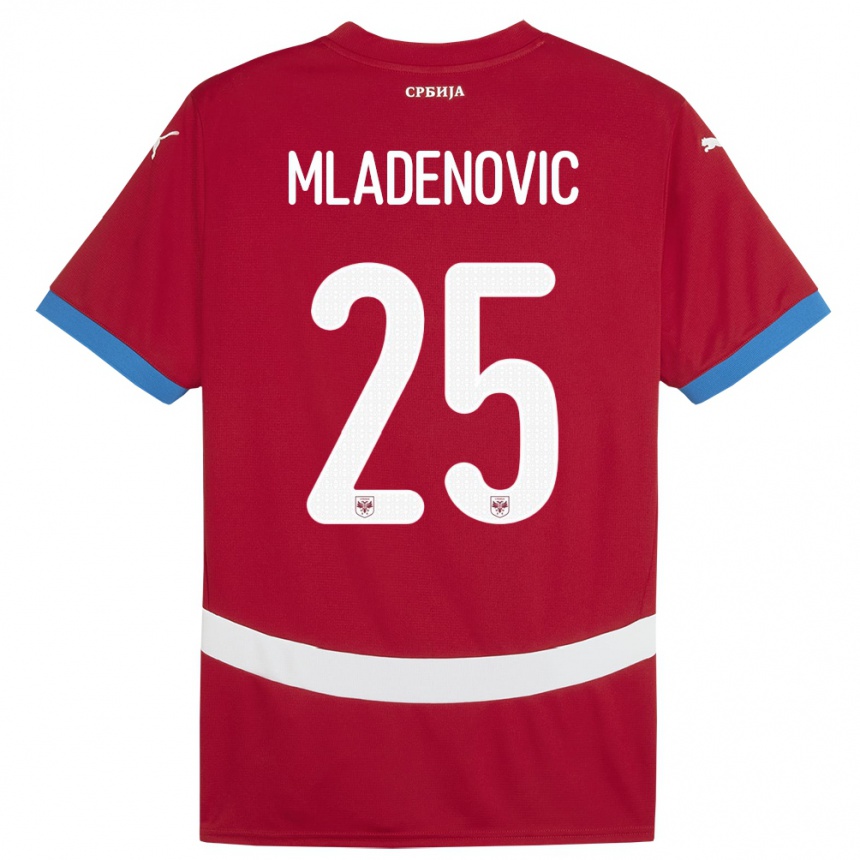 Niño Fútbol Camiseta Serbia Filip Mladenovic #25 Rojo 1ª Equipación 24-26 México