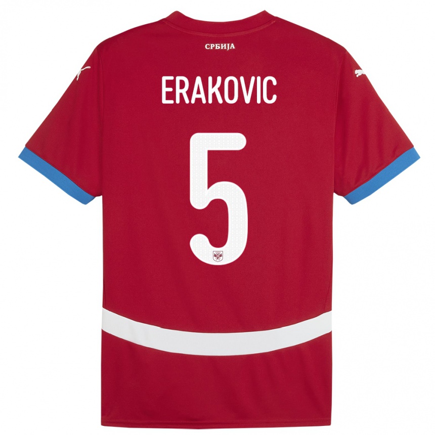 Niño Fútbol Camiseta Serbia Strahinja Erakovic #5 Rojo 1ª Equipación 24-26 México