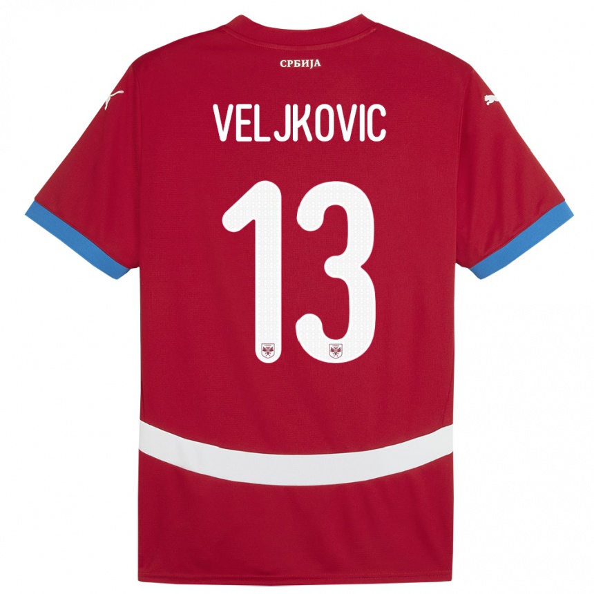 Niño Fútbol Camiseta Serbia Milos Veljkovic #13 Rojo 1ª Equipación 24-26 México