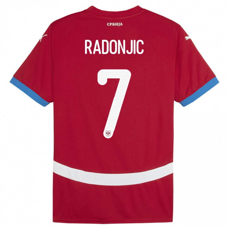 Niño Fútbol Camiseta Serbia Nemanja Radonjic #7 Rojo 1ª Equipación 24-26 México