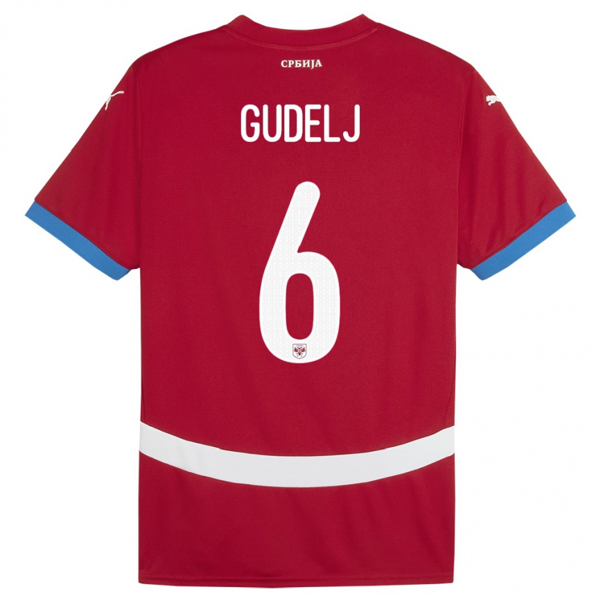 Niño Fútbol Camiseta Serbia Nemanja Gudelj #6 Rojo 1ª Equipación 24-26 México