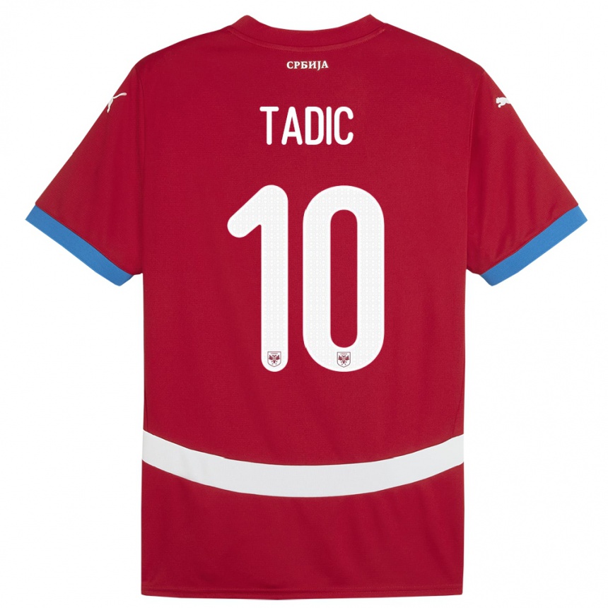 Niño Fútbol Camiseta Serbia Dusan Tadic #10 Rojo 1ª Equipación 24-26 México