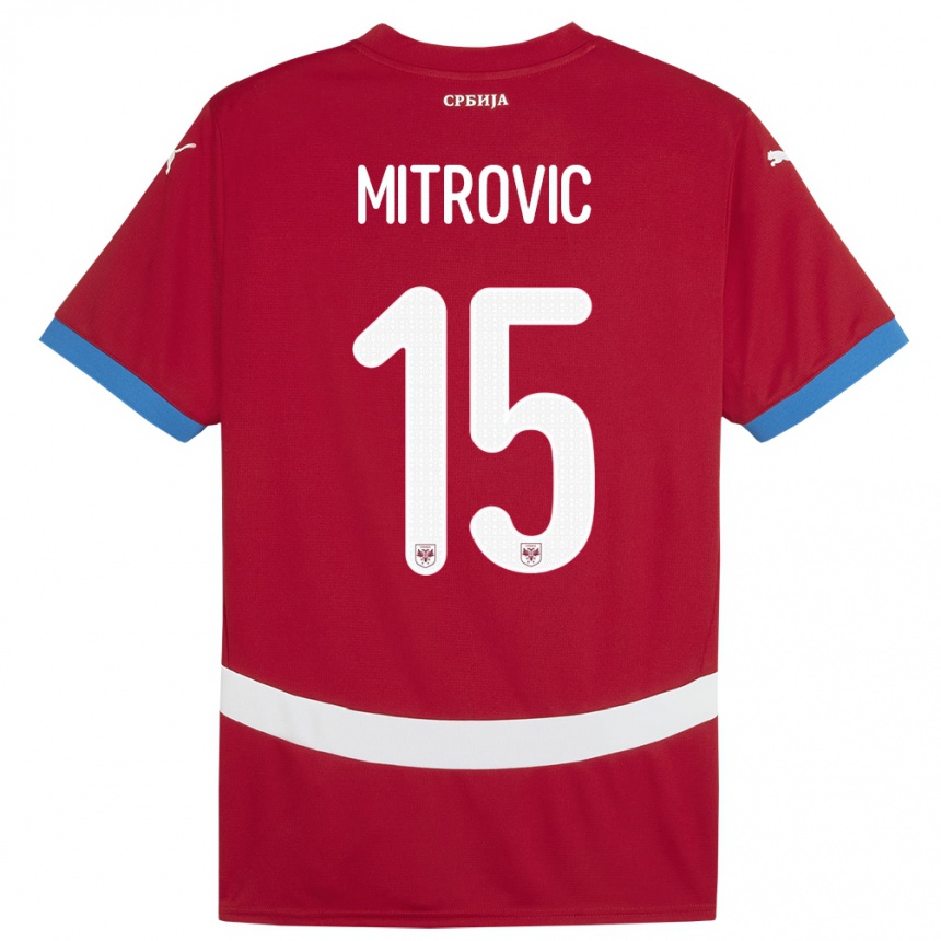 Niño Fútbol Camiseta Serbia Stefan Mitrovic #15 Rojo 1ª Equipación 24-26 México