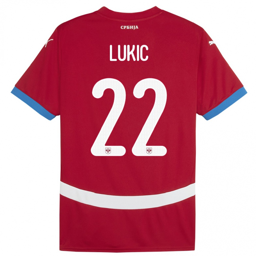 Niño Fútbol Camiseta Serbia Sasa Lukic #22 Rojo 1ª Equipación 24-26 México