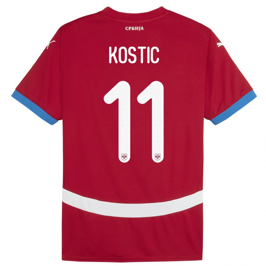 Niño Fútbol Camiseta Serbia Filip Kostic #11 Rojo 1ª Equipación 24-26 México