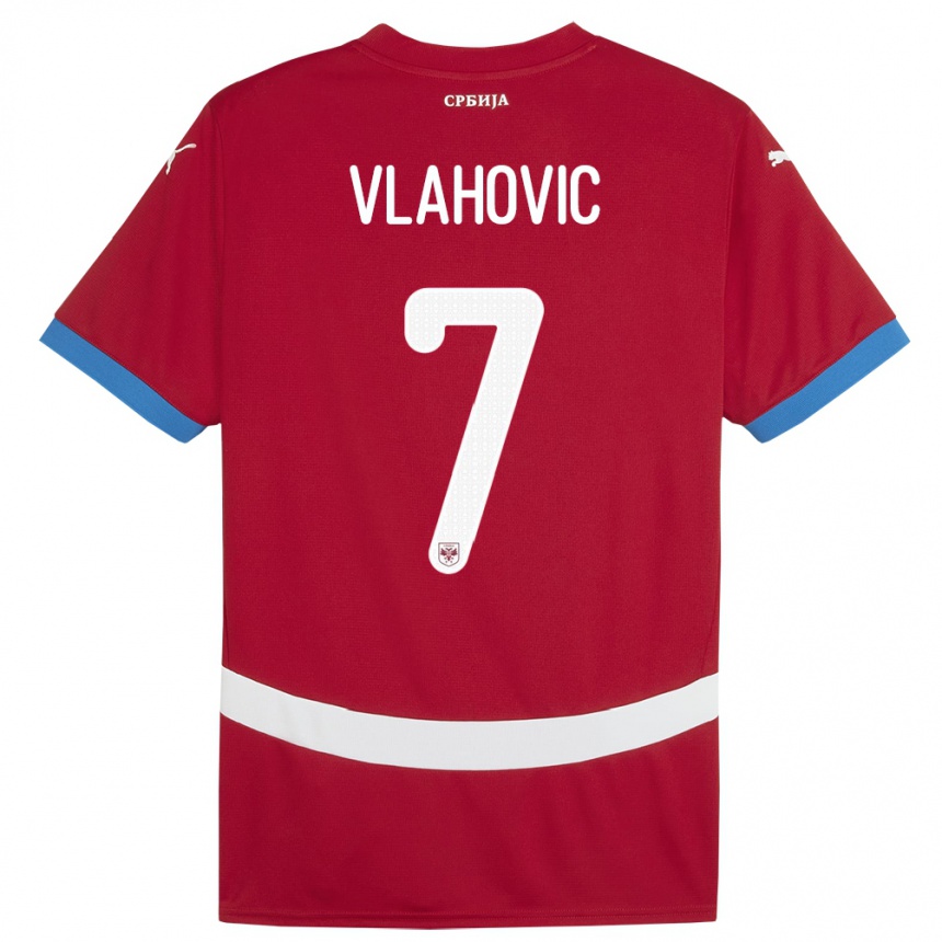 Niño Fútbol Camiseta Serbia Dusan Vlahovic #7 Rojo 1ª Equipación 24-26 México