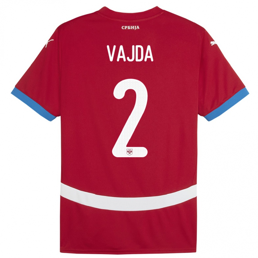 Niño Fútbol Camiseta Serbia Orsoja Vajda #2 Rojo 1ª Equipación 24-26 México