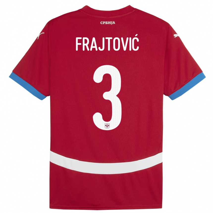 Niño Fútbol Camiseta Serbia Andela Frajtovic #3 Rojo 1ª Equipación 24-26 México