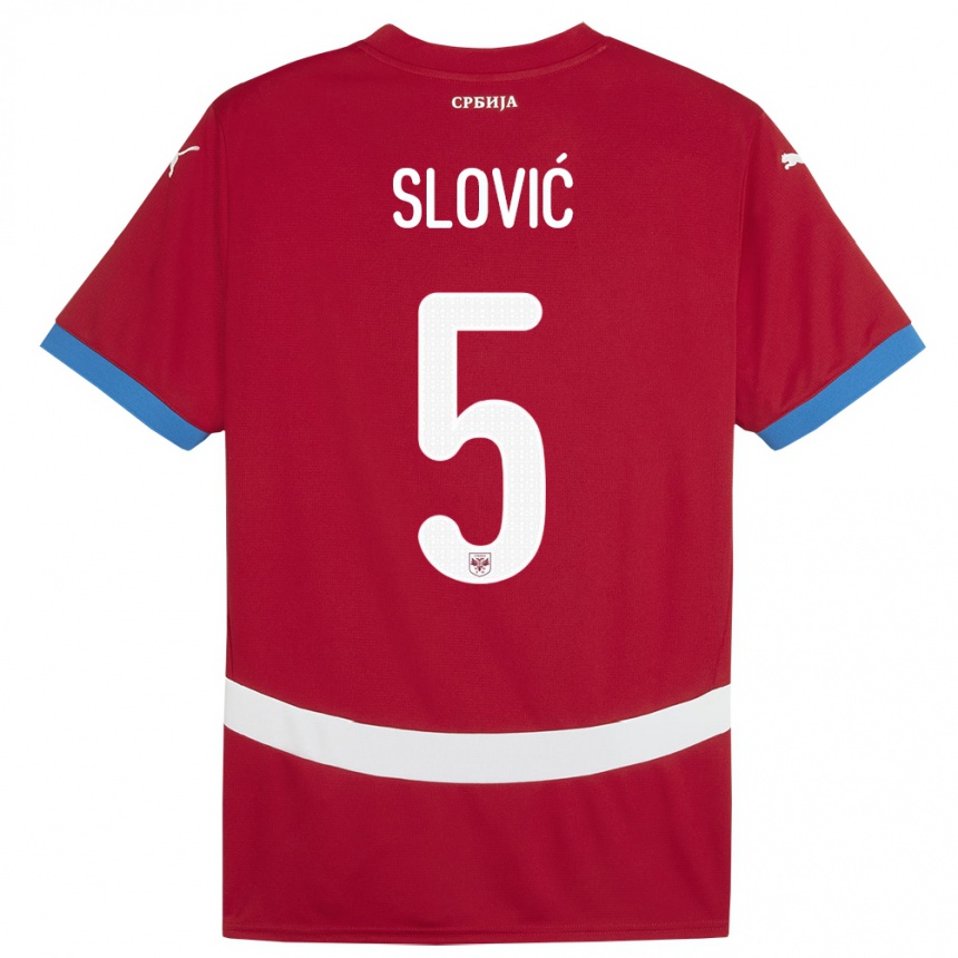 Niño Fútbol Camiseta Serbia Violeta Slovic #5 Rojo 1ª Equipación 24-26 México