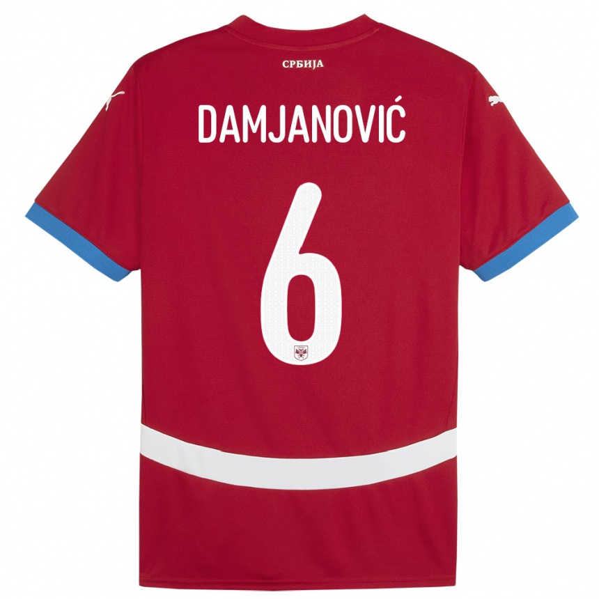 Niño Fútbol Camiseta Serbia Nevena Damjanovic #6 Rojo 1ª Equipación 24-26 México