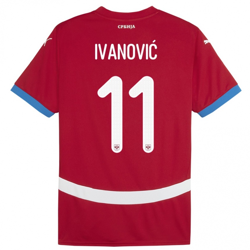 Niño Fútbol Camiseta Serbia Miljana Ivanovic #11 Rojo 1ª Equipación 24-26 México