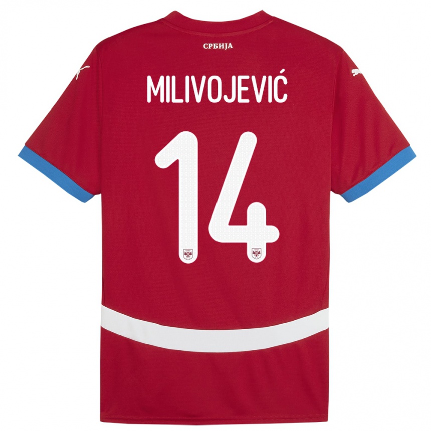 Niño Fútbol Camiseta Serbia Vesna Milivojevic #14 Rojo 1ª Equipación 24-26 México