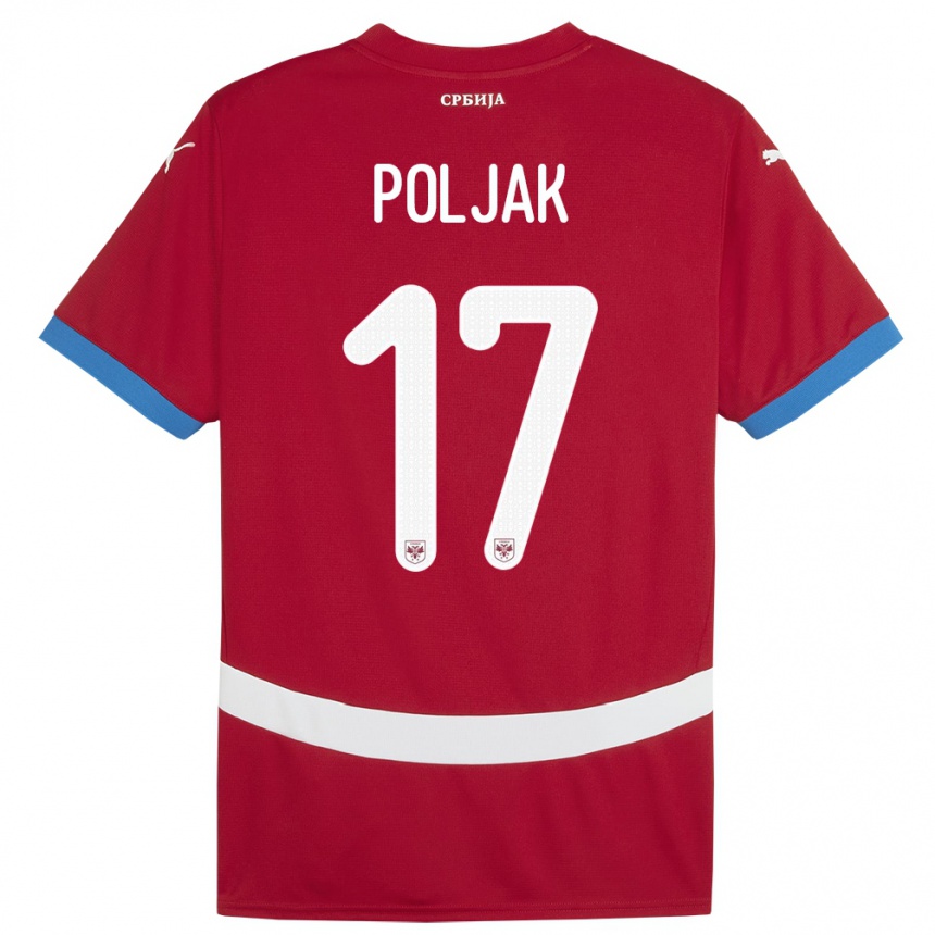 Niño Fútbol Camiseta Serbia Allegra Poljak #17 Rojo 1ª Equipación 24-26 México