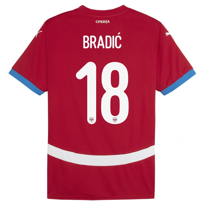 Niño Fútbol Camiseta Serbia Biljana Bradic #18 Rojo 1ª Equipación 24-26 México