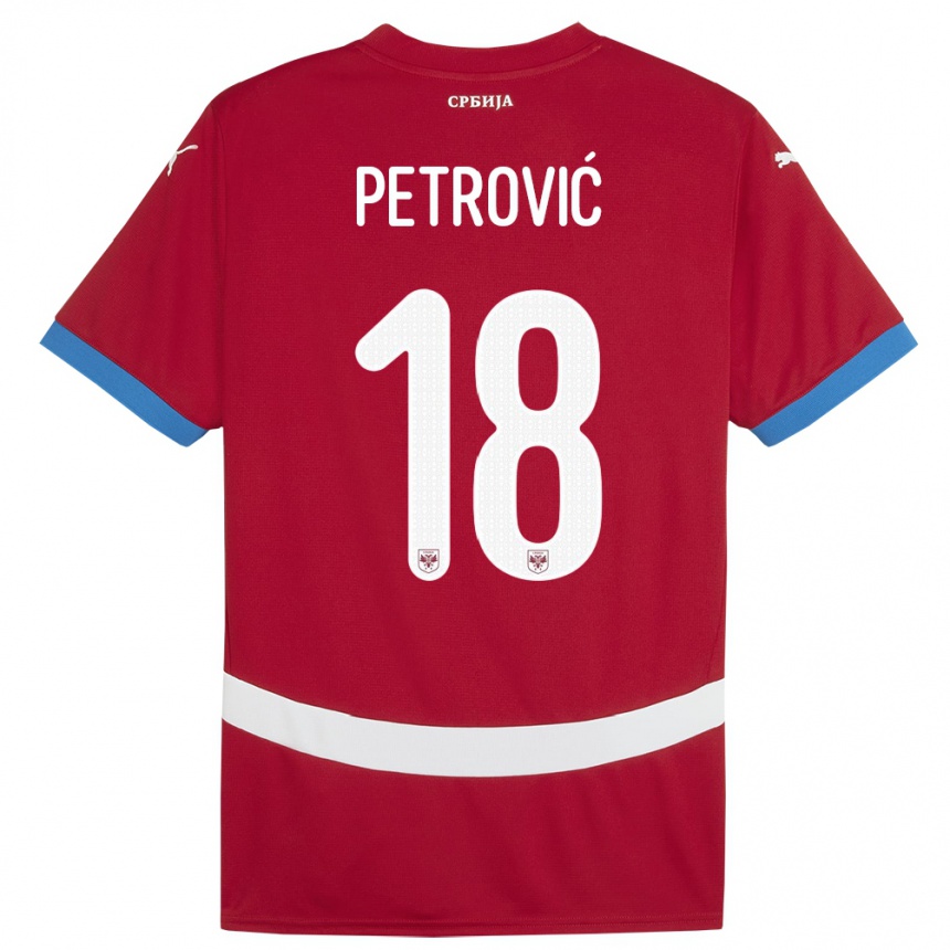 Niño Fútbol Camiseta Serbia Emilija Petrovic #18 Rojo 1ª Equipación 24-26 México