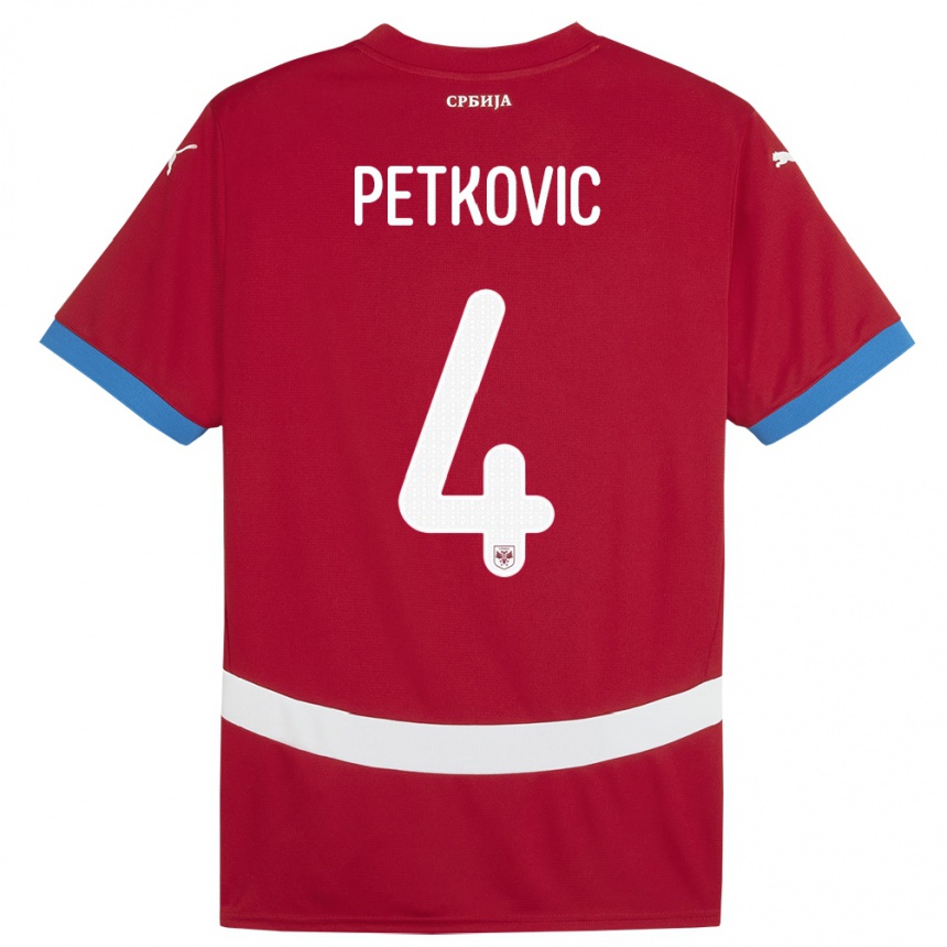 Niño Fútbol Camiseta Serbia Nikola Petkovic #4 Rojo 1ª Equipación 24-26 México