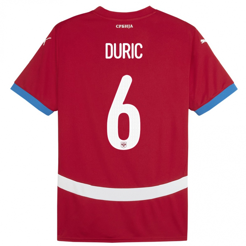 Niño Fútbol Camiseta Serbia Andrej Duric #6 Rojo 1ª Equipación 24-26 México