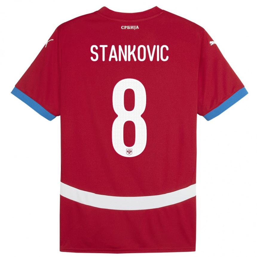 Niño Fútbol Camiseta Serbia Nikola Stankovic #8 Rojo 1ª Equipación 24-26 México