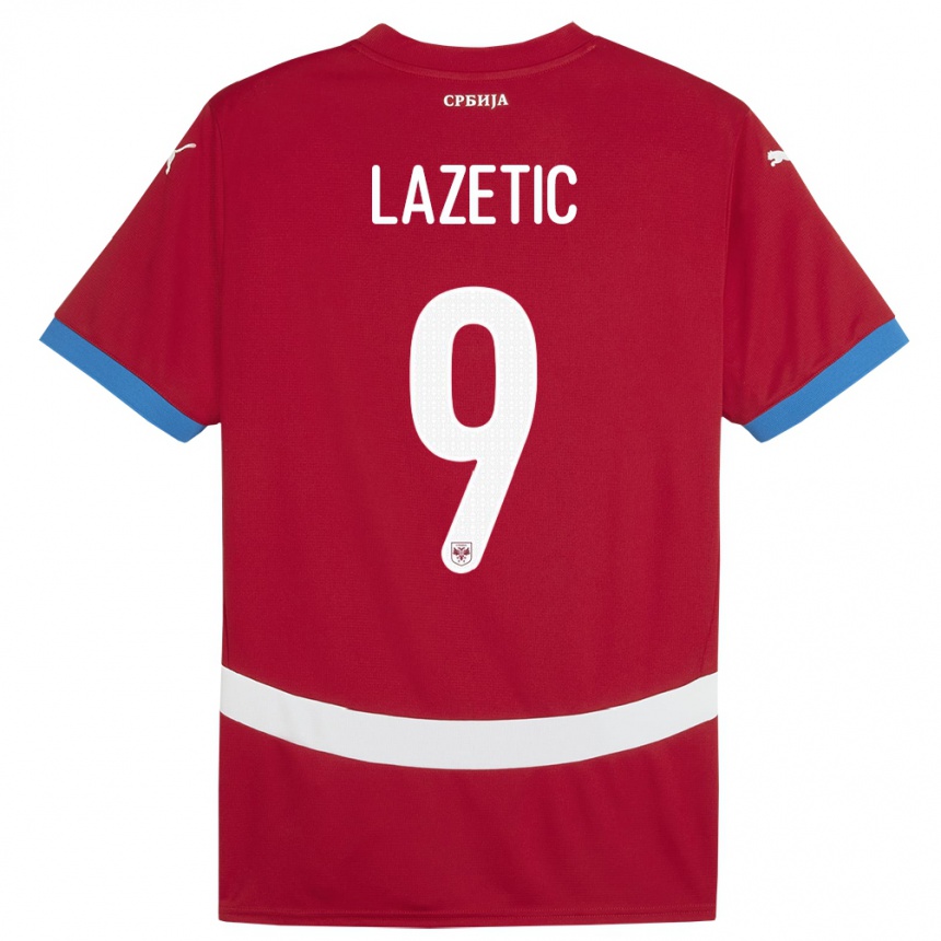 Niño Fútbol Camiseta Serbia Marko Lazetic #9 Rojo 1ª Equipación 24-26 México