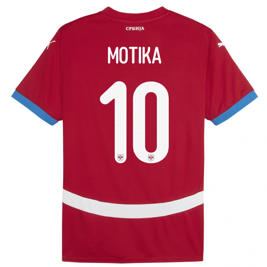 Niño Fútbol Camiseta Serbia Nemanja Motika #10 Rojo 1ª Equipación 24-26 México