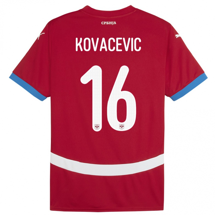 Niño Fútbol Camiseta Serbia Bojan Kovacevic #16 Rojo 1ª Equipación 24-26 México