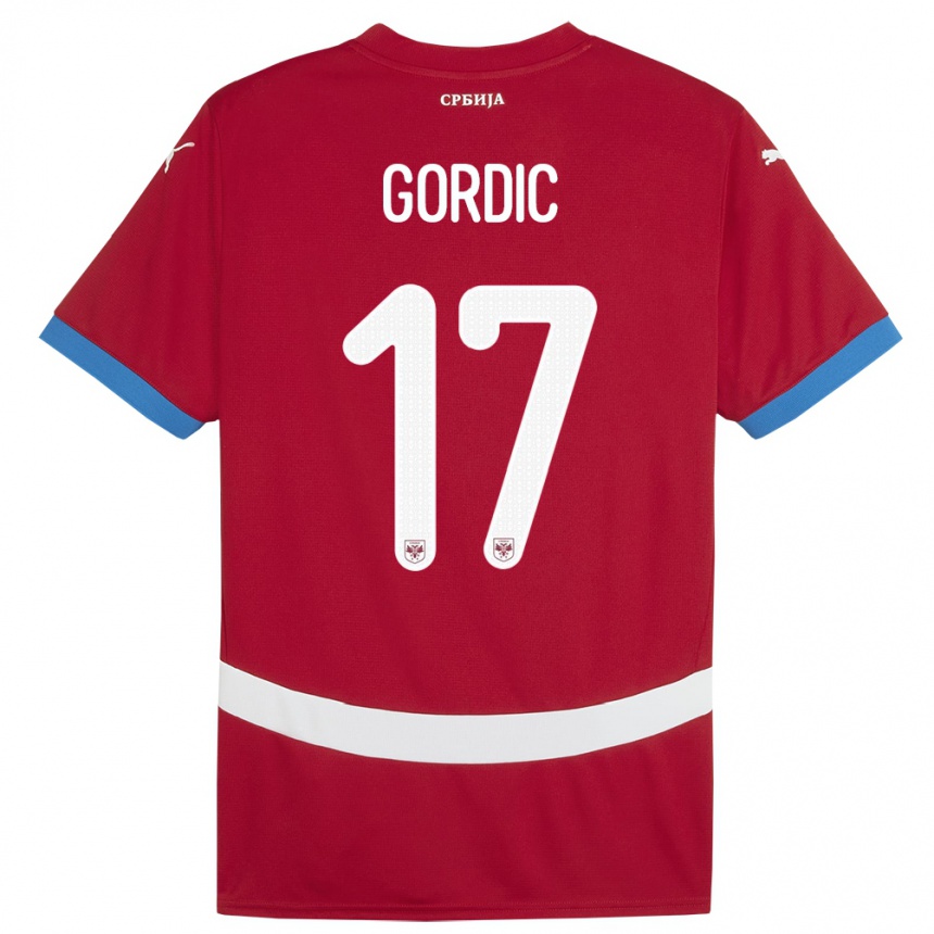 Niño Fútbol Camiseta Serbia Djordje Gordic #17 Rojo 1ª Equipación 24-26 México