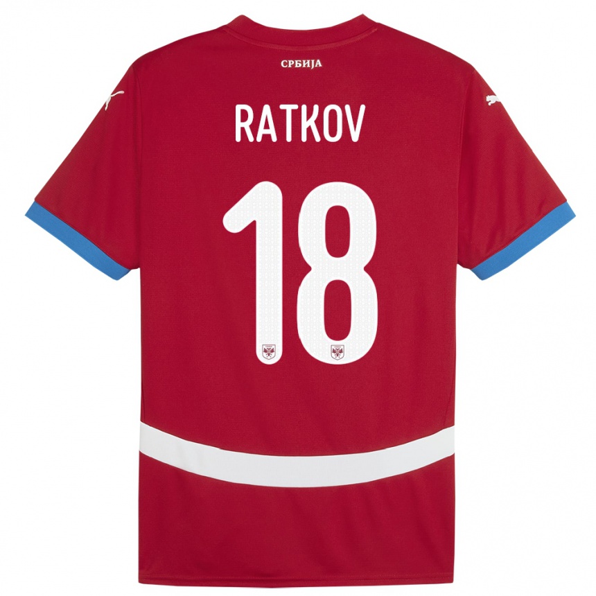 Niño Fútbol Camiseta Serbia Petar Ratkov #18 Rojo 1ª Equipación 24-26 México