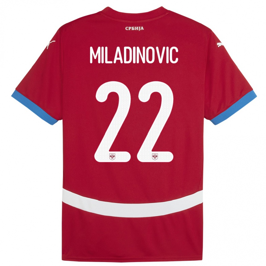 Niño Fútbol Camiseta Serbia Igor Miladinovic #22 Rojo 1ª Equipación 24-26 México