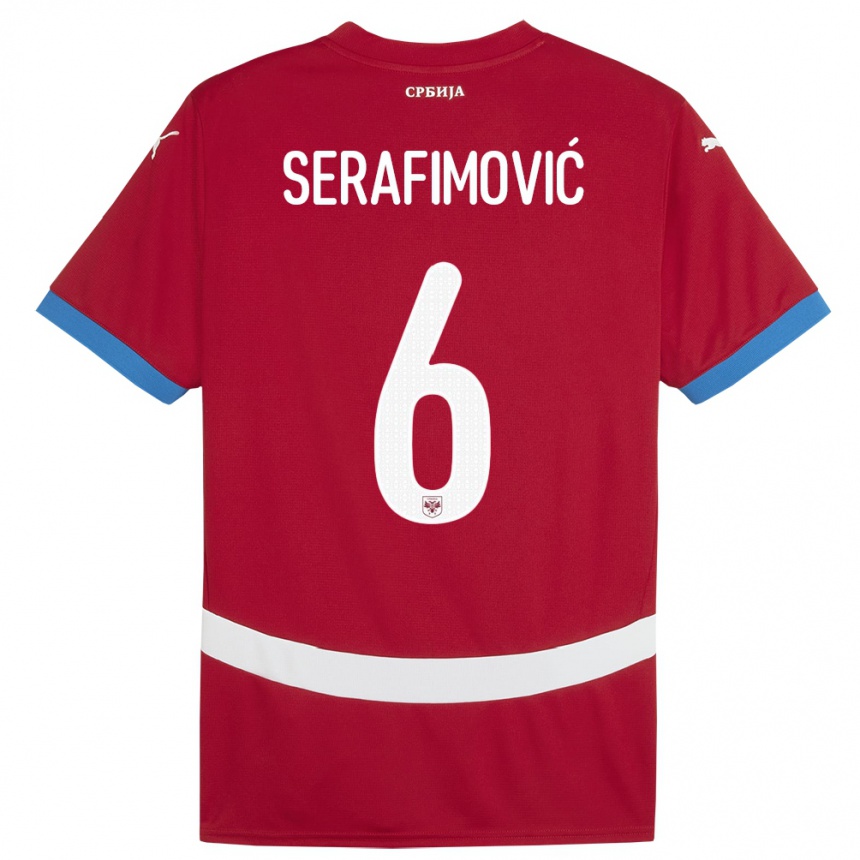 Niño Fútbol Camiseta Serbia Vojin Serafimovic #6 Rojo 1ª Equipación 24-26 México