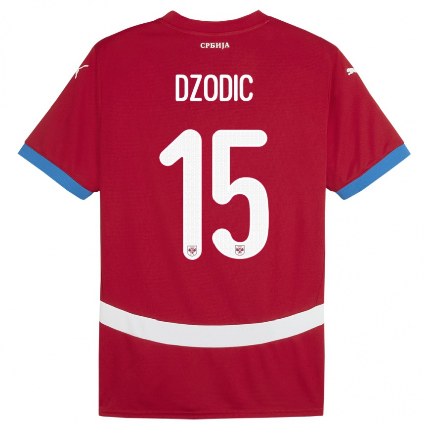 Niño Fútbol Camiseta Serbia Stefan Dzodic #15 Rojo 1ª Equipación 24-26 México