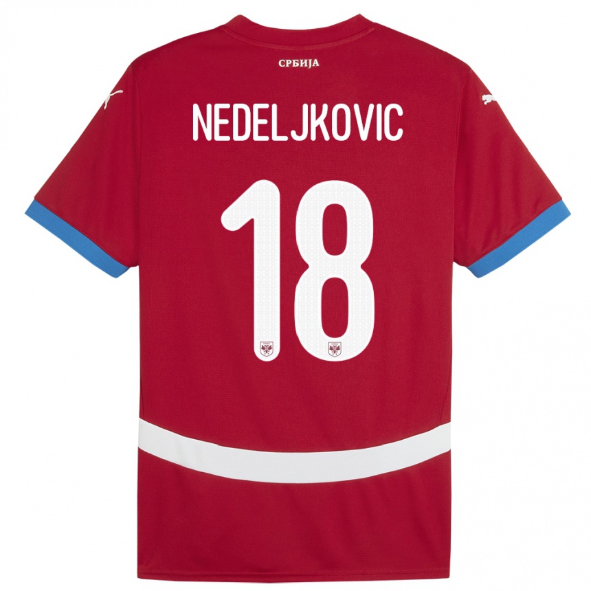 Niño Fútbol Camiseta Serbia Kosta Nedeljkovic #18 Rojo 1ª Equipación 24-26 México