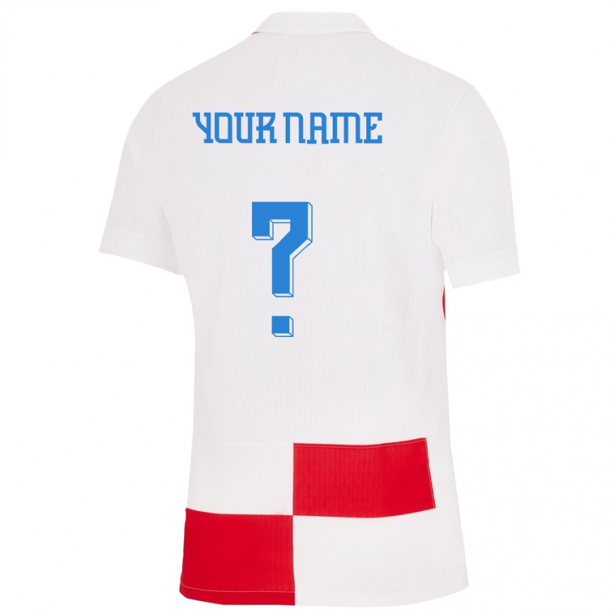 Niño Fútbol Camiseta Croacia Su Nombre #0 Blanco Rojo 1ª Equipación 24-26 México