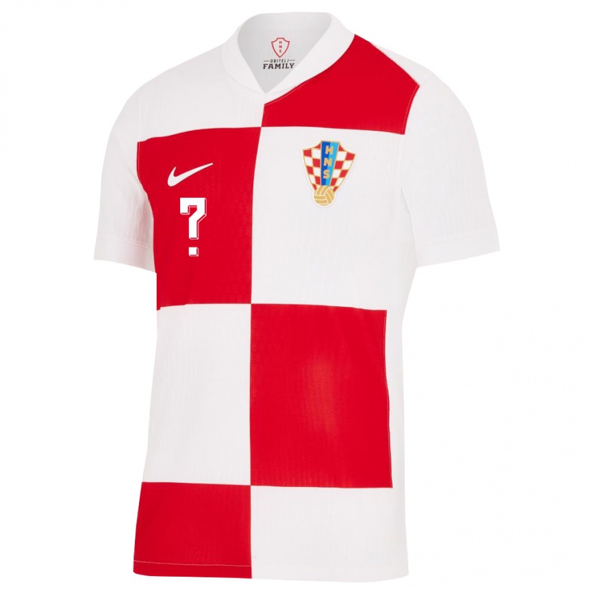 Niño Fútbol Camiseta Croacia Su Nombre #0 Blanco Rojo 1ª Equipación 24-26 México