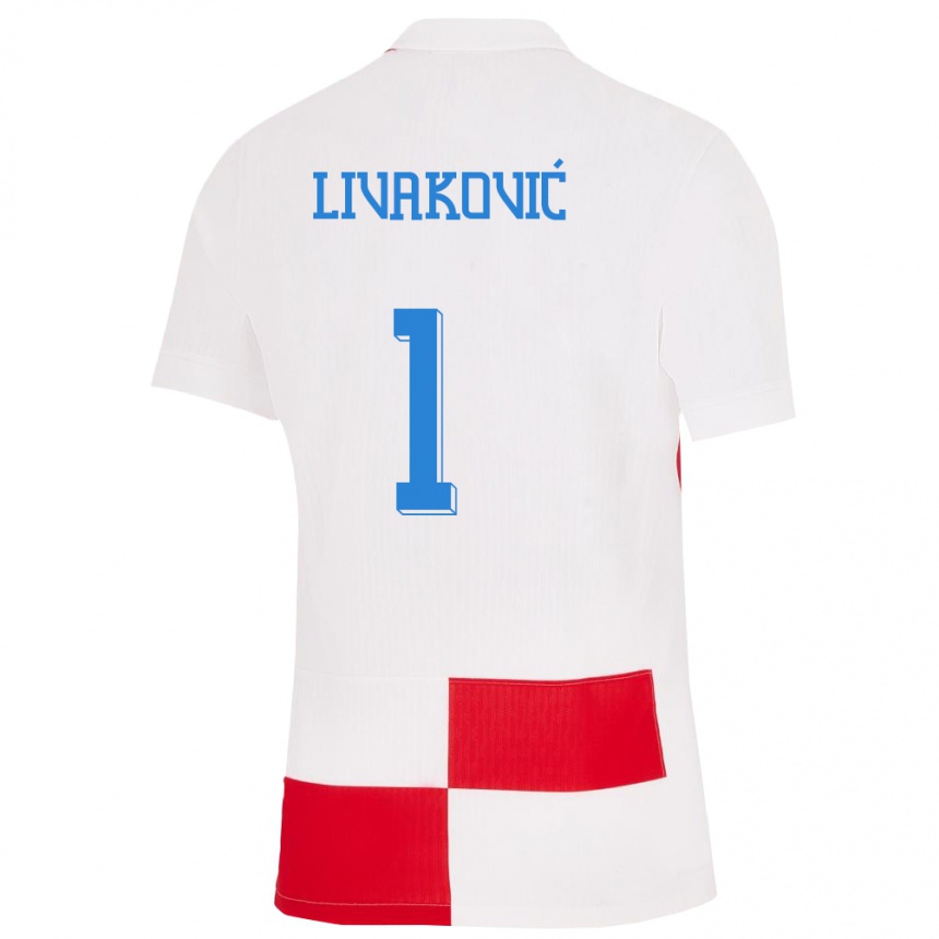 Niño Fútbol Camiseta Croacia Dominik Livakovic #1 Blanco Rojo 1ª Equipación 24-26 México