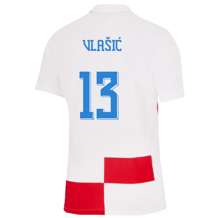 Niño Fútbol Camiseta Croacia Nikola Vlasic #13 Blanco Rojo 1ª Equipación 24-26 México