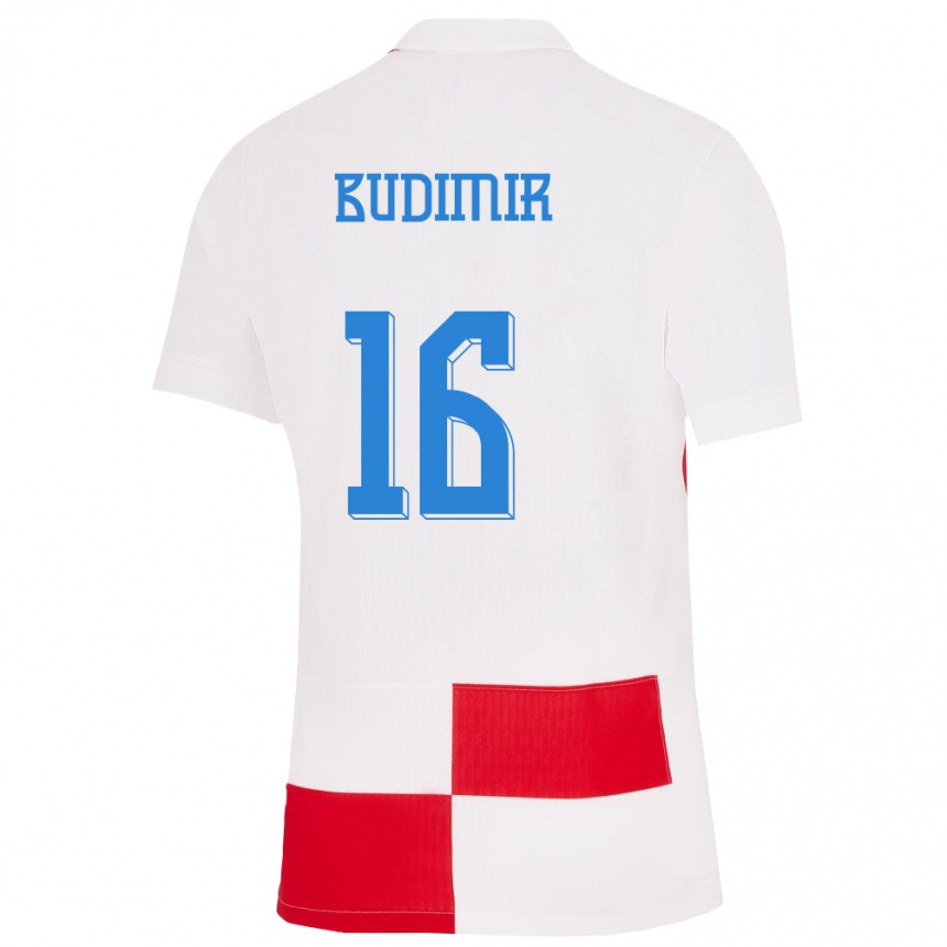 Niño Fútbol Camiseta Croacia Ante Budimir #16 Blanco Rojo 1ª Equipación 24-26 México