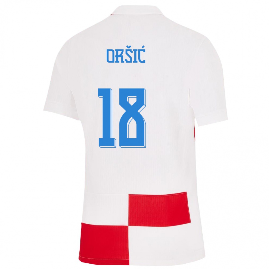 Niño Fútbol Camiseta Croacia Mislav Orsic #18 Blanco Rojo 1ª Equipación 24-26 México