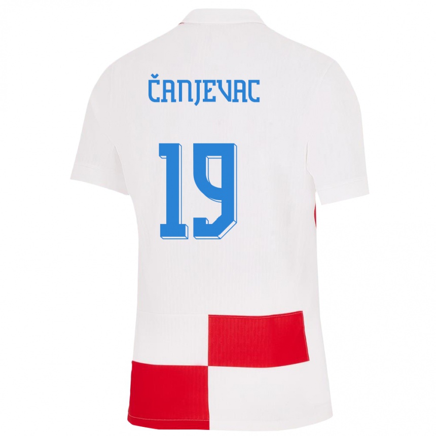 Niño Fútbol Camiseta Croacia Janja Canjevac #19 Blanco Rojo 1ª Equipación 24-26 México