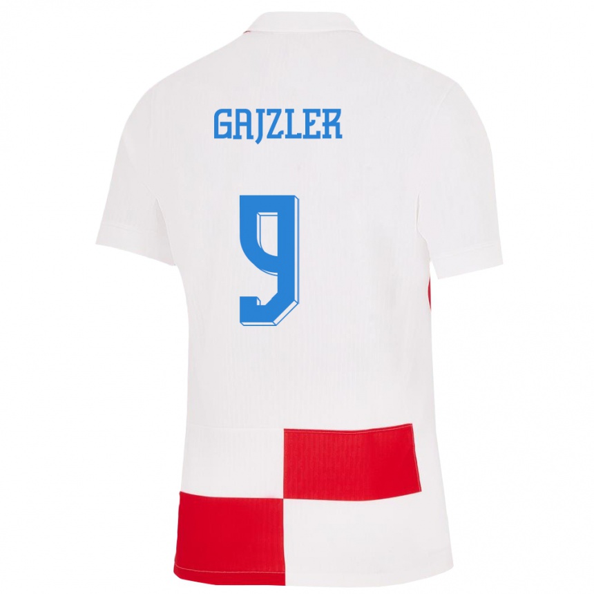 Niño Fútbol Camiseta Croacia Niko Gajzler #9 Blanco Rojo 1ª Equipación 24-26 México